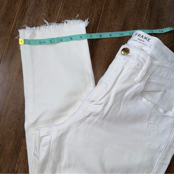 Frame Straight Leg Jean Distressed White Le Boy Jeans Size 29 - Picture 3 of 9